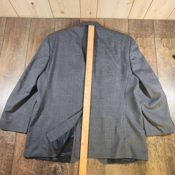 Ralph Lauren 3 Button Blazer Silk Wool Mens 44S Houndstooth Windowpane Plaid - Picture 10 of 10